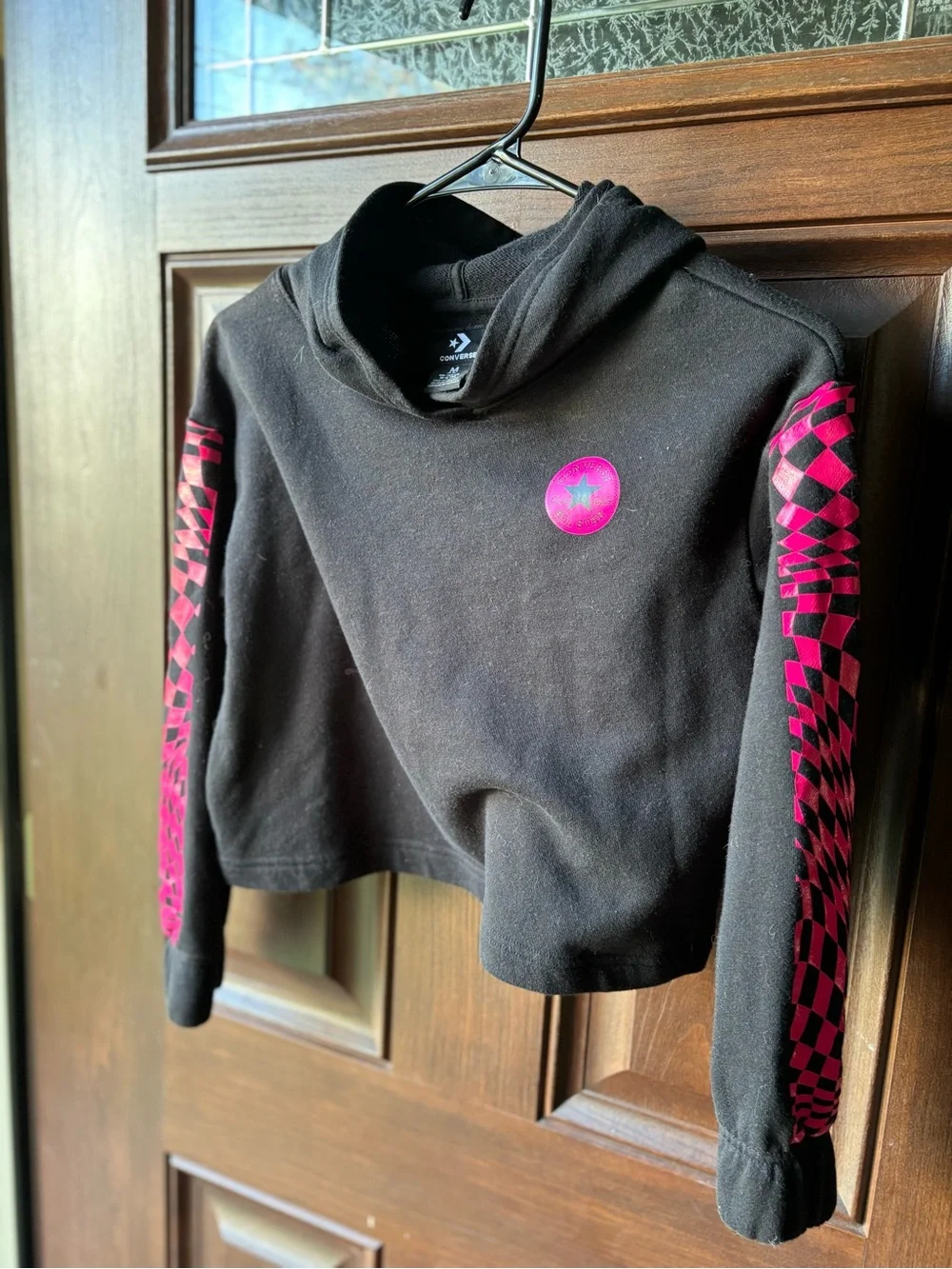 Converse Girls Black And Pink Hoodie M